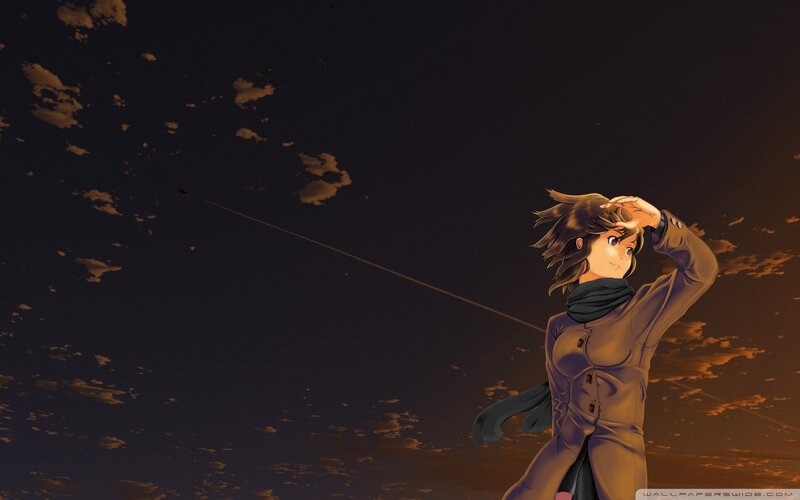 anime character at sunset