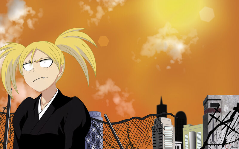 anime character at sunset