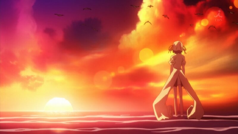 Anime Character at Sunset — Orange, Dramatic