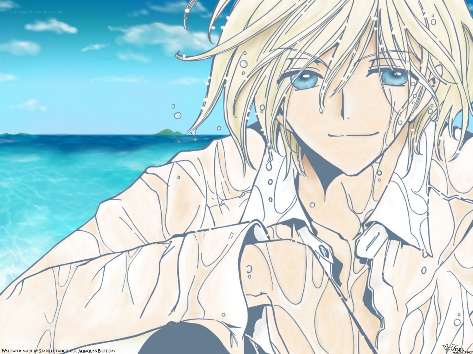 anime character at the beach