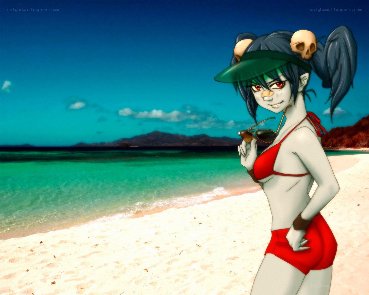 anime character at the beach