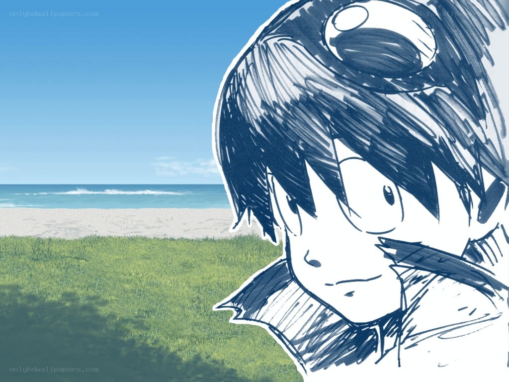 anime character at the beach