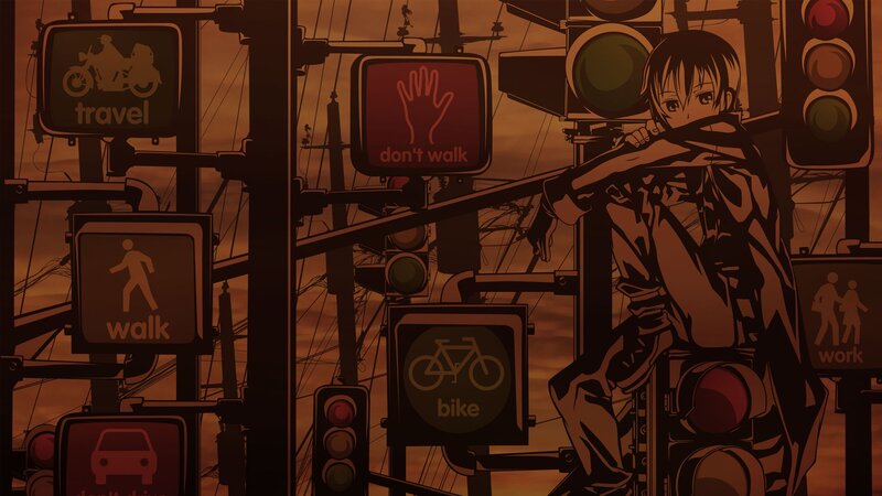 anime character at traffic intersection