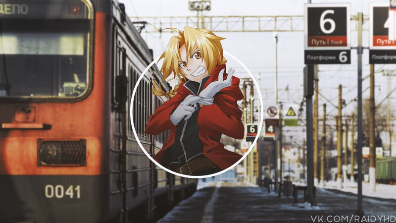 Anime Character at Train Station — Red