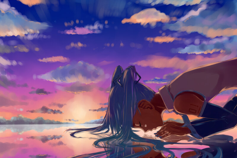 Anime Character at Water's Edge