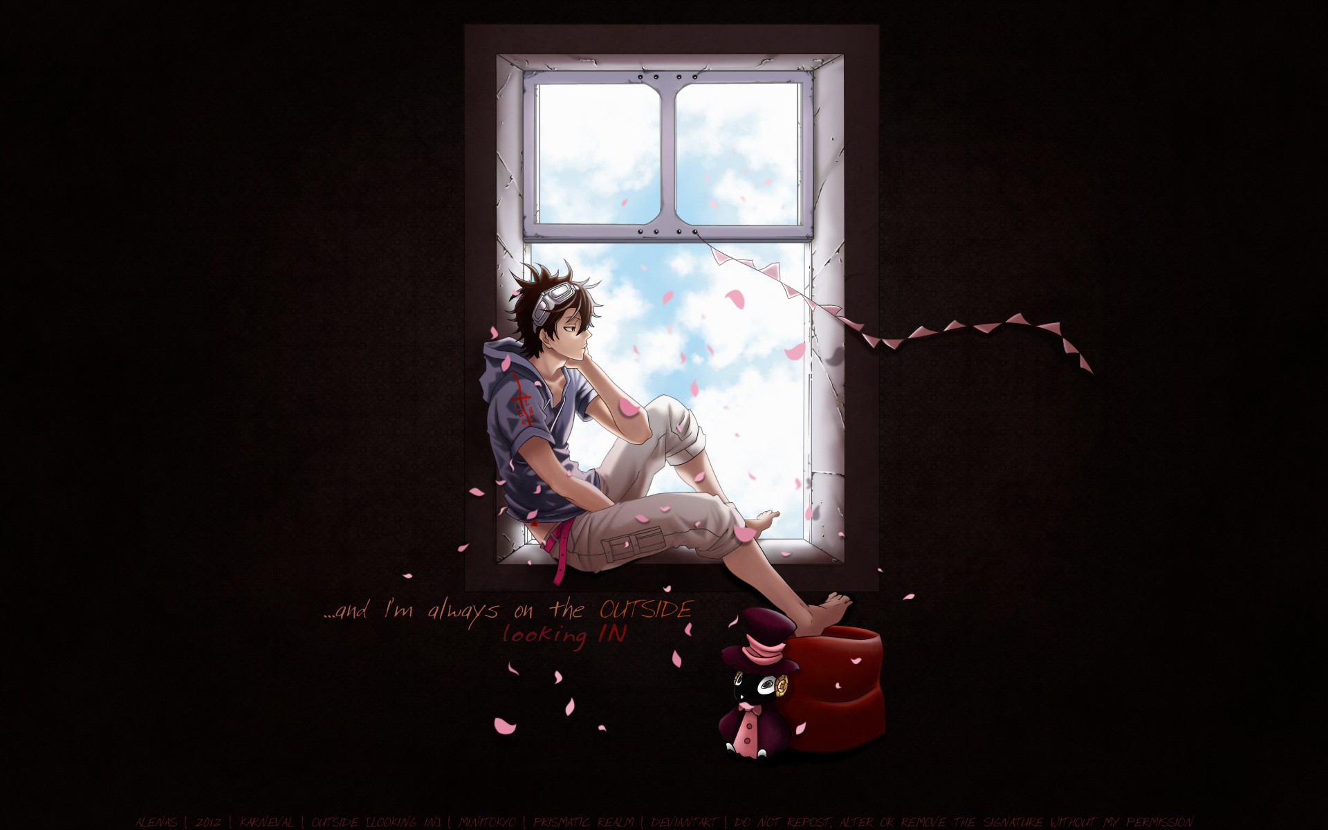anime character at window