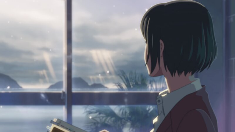 Anime Character at Window — Blue