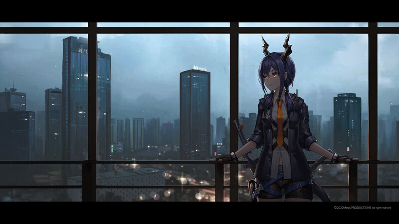 Anime Character at Window — Purple, Dramatic