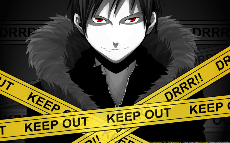 Anime character behind caution tape