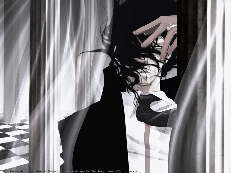 anime character behind curtains