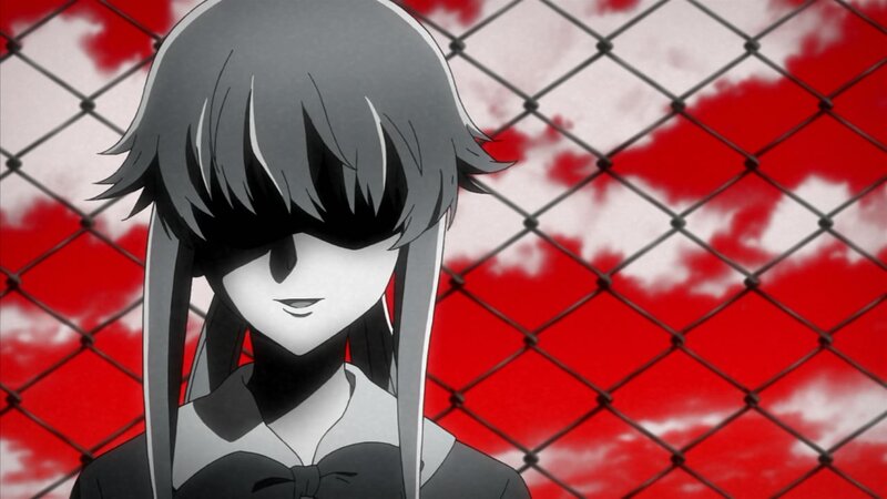 anime character behind fence