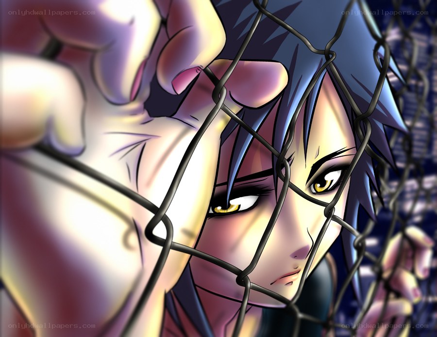 anime character behind fence