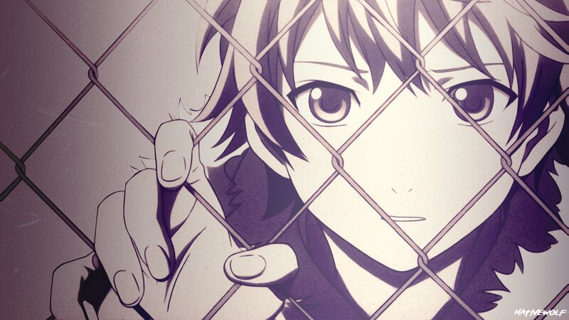 Anime Character Behind Fence — Purple, Dramatic