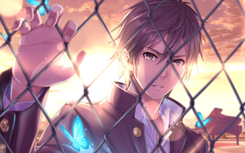 Anime Character Behind Fence — Purple