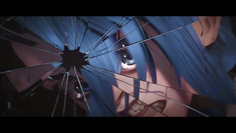 Anime Character Behind Glass — Blue
