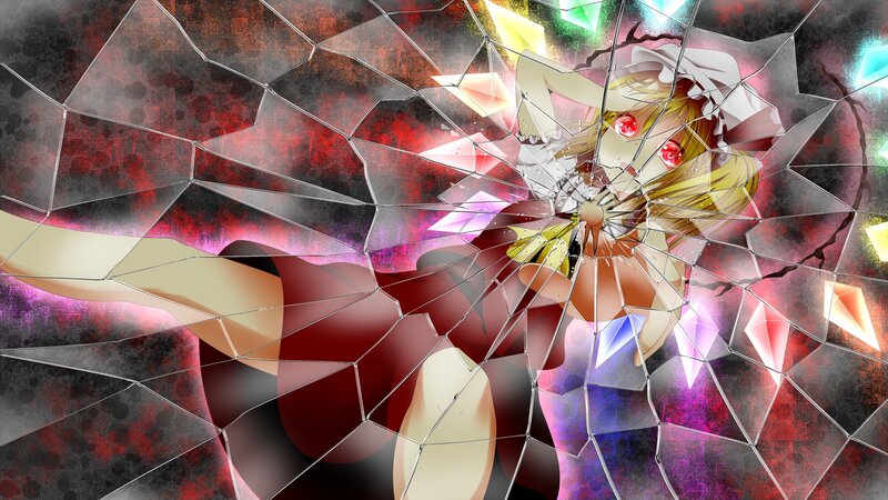 Anime character behind shattered glass