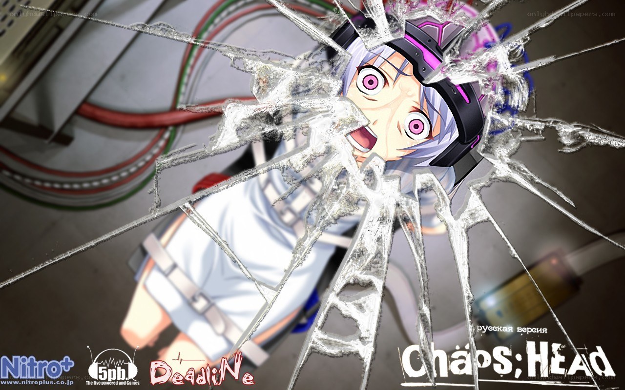 Anime character behind shattered glass