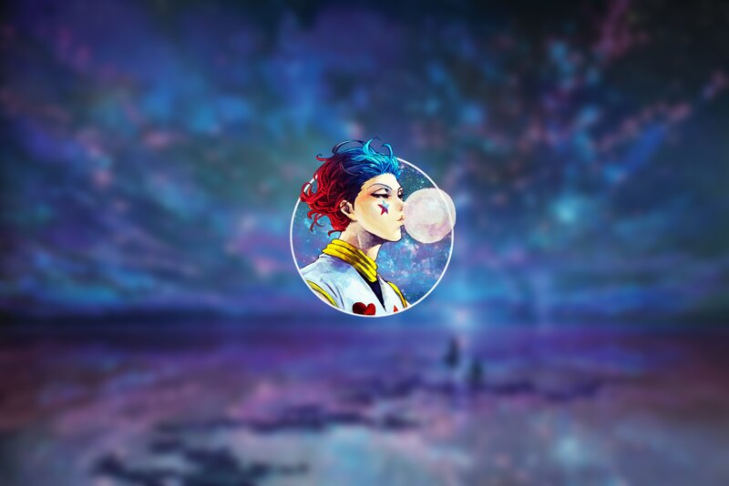 Anime Character Blowing Bubble — Blue, Dreamy