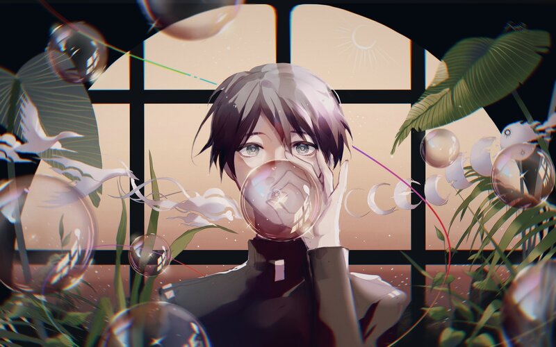 Anime Character Blowing Bubble — Brown