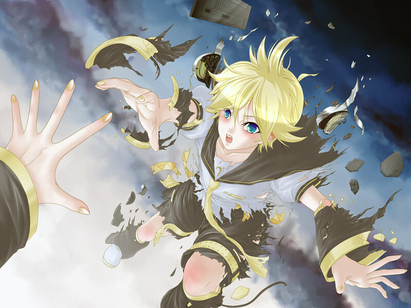 Anime character breaking through barrier