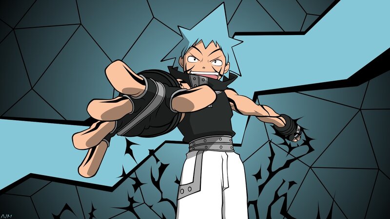 Anime Character Breaking Wall — Blue