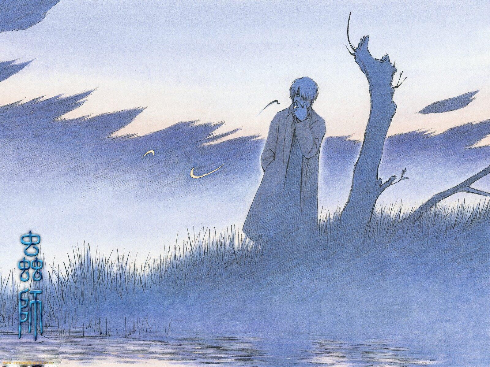 Anime character by a lake