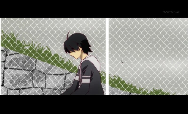 anime character by fence