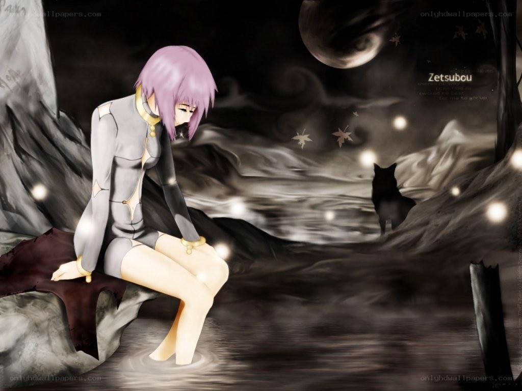 anime character by moonlight