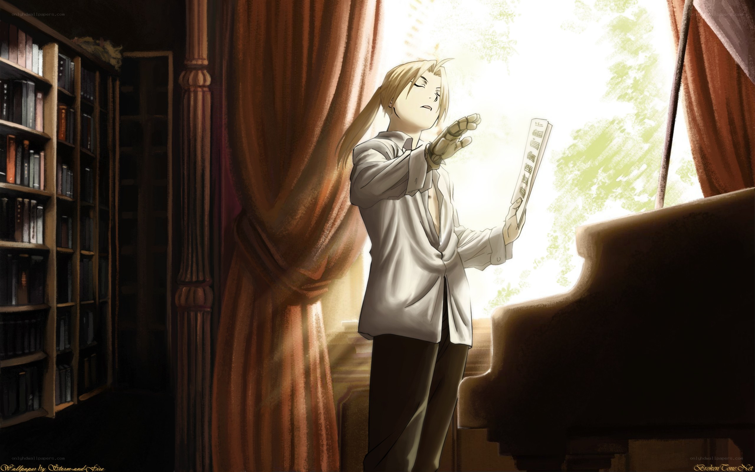 Anime character by piano