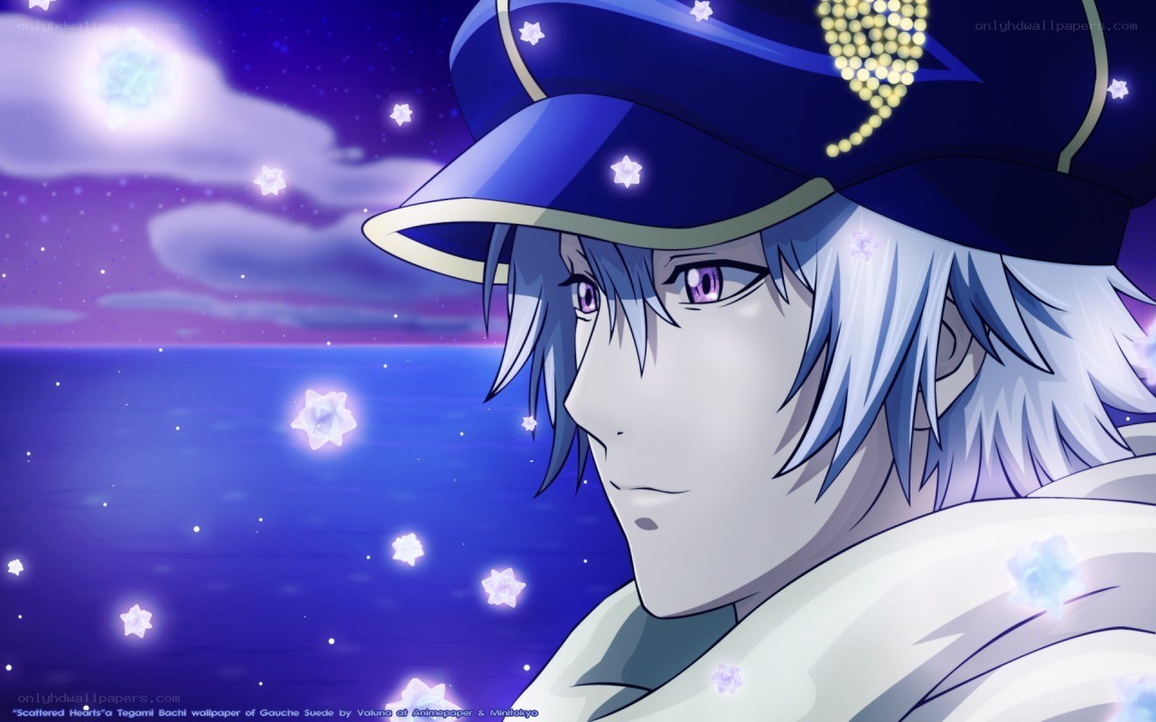 anime character by sea at night