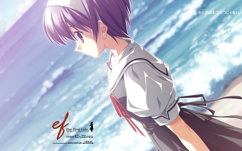 anime character by the sea