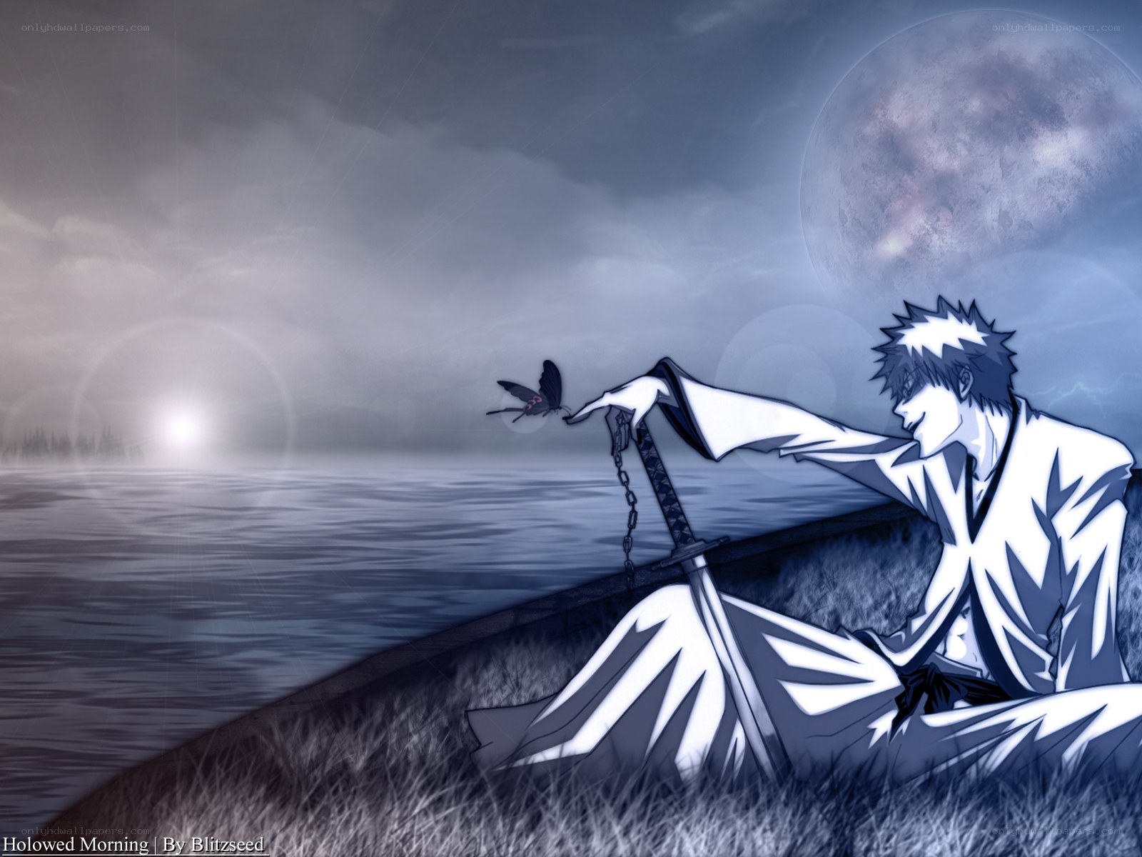Anime character by the water