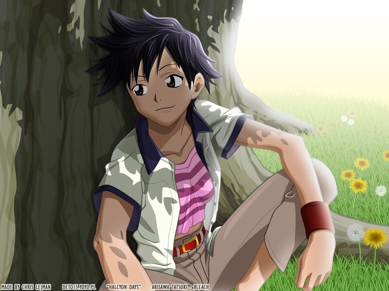 anime character by tree