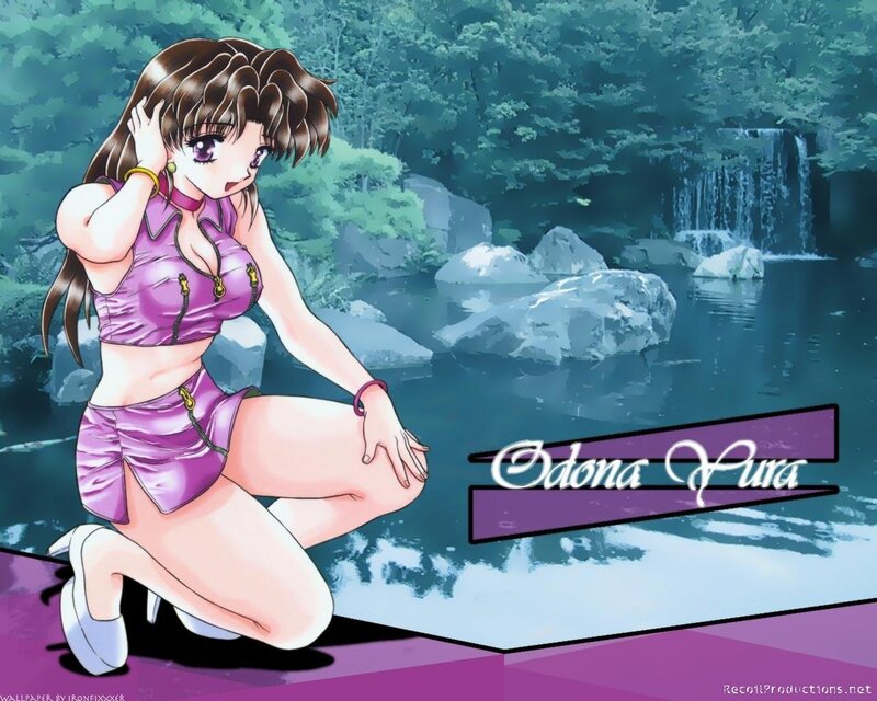 Anime character by waterfall