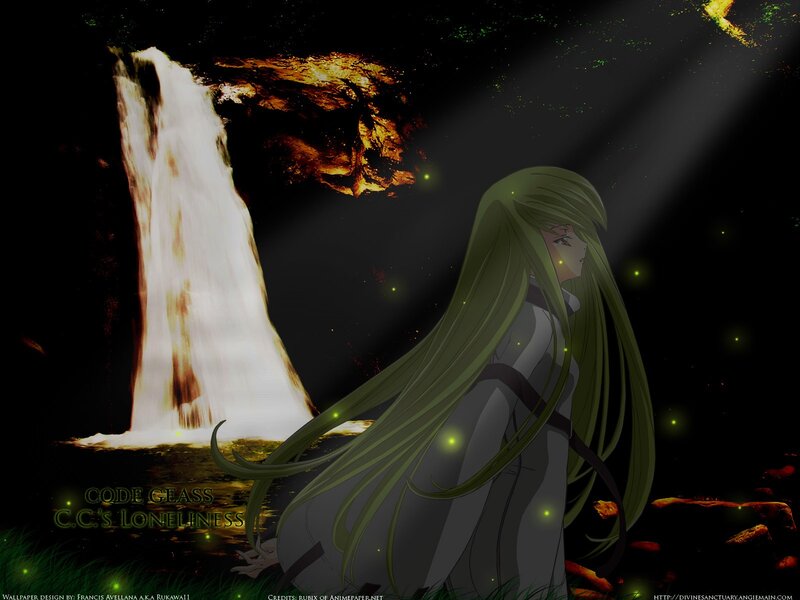 Anime character by waterfall