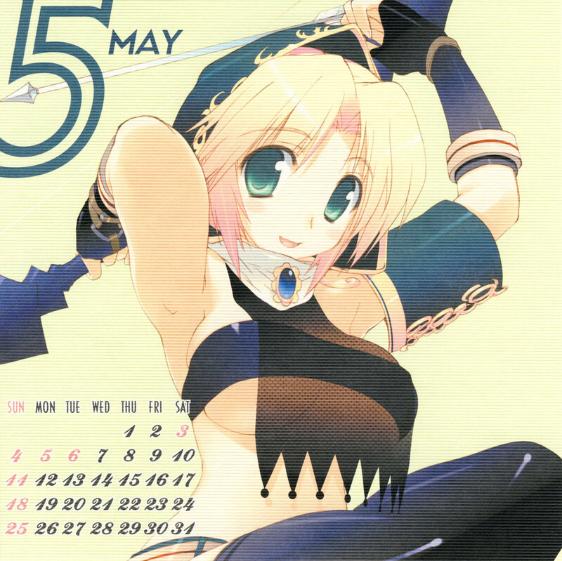 anime character calendar page