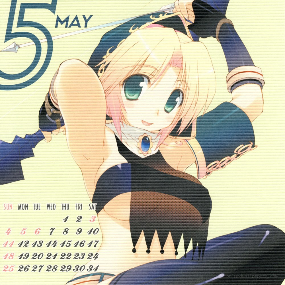 anime character calendar page