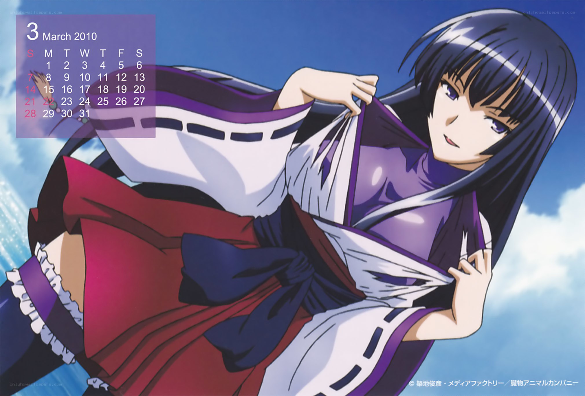 Anime character calendar page
