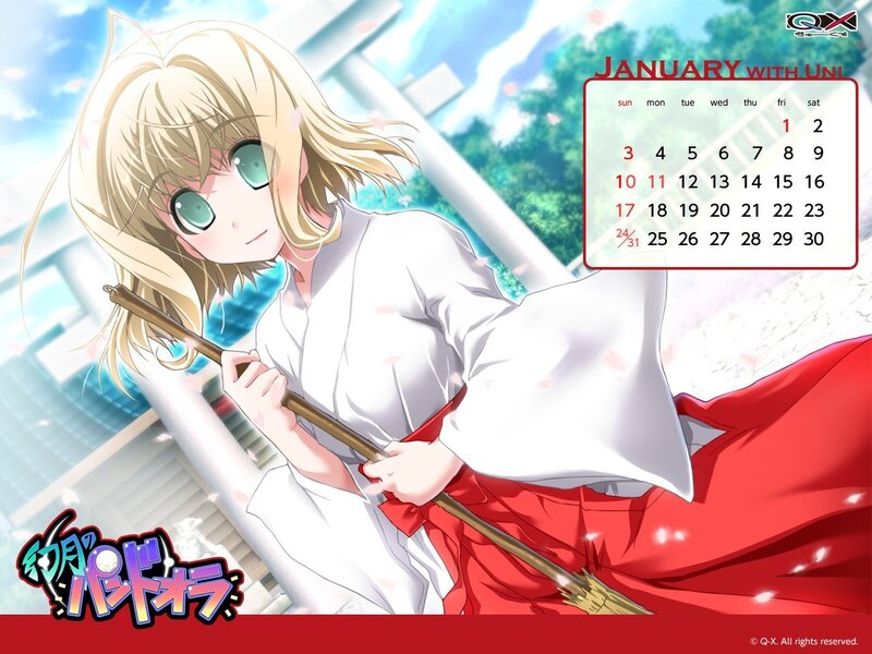 Anime character calendar wallpaper