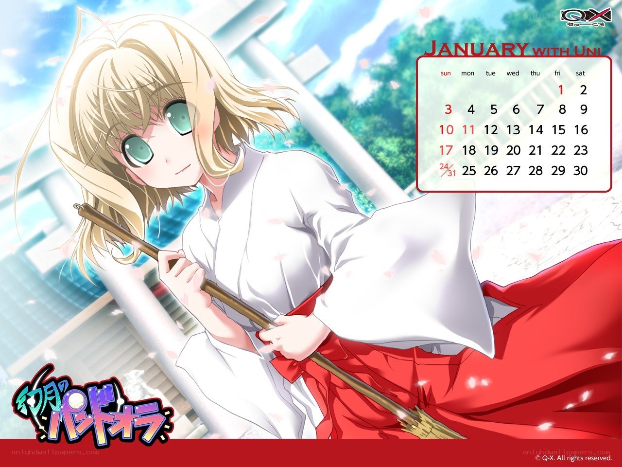 Anime character calendar wallpaper