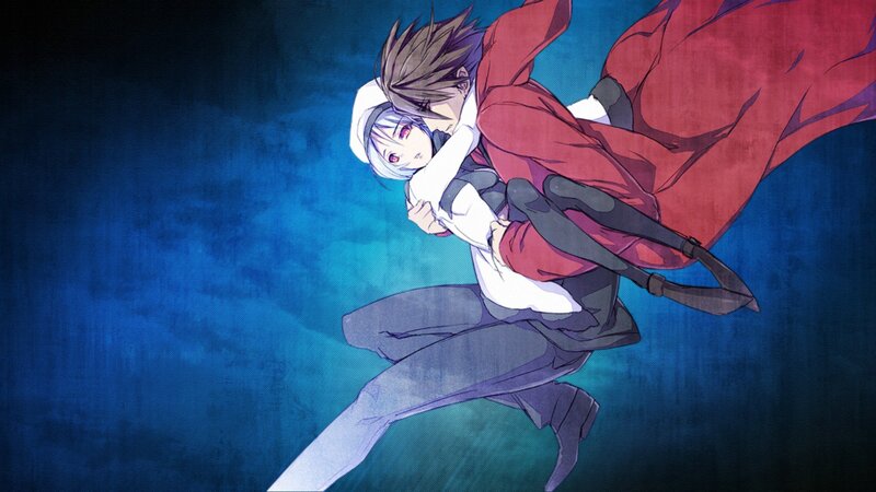 Anime Character Carrying Another — Blue, Dramatic