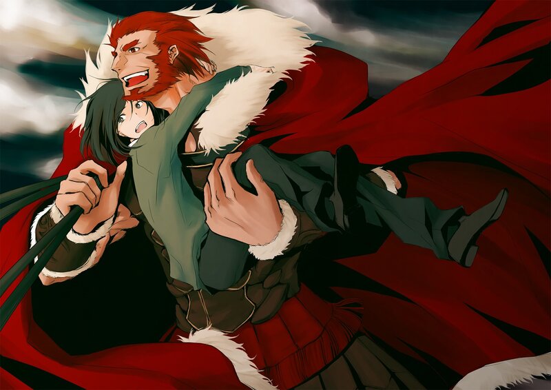 Anime character carrying another