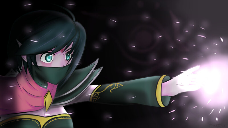Anime Character Casting Spell — Black, Dramatic, Night