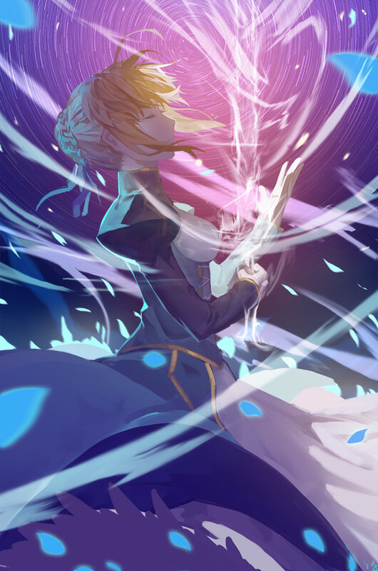 Anime Character Casting Spell — Purple, Dramatic, Night, Digital Art, Magic