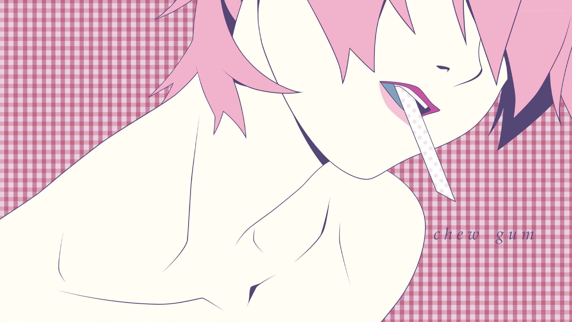 anime character chewing gum