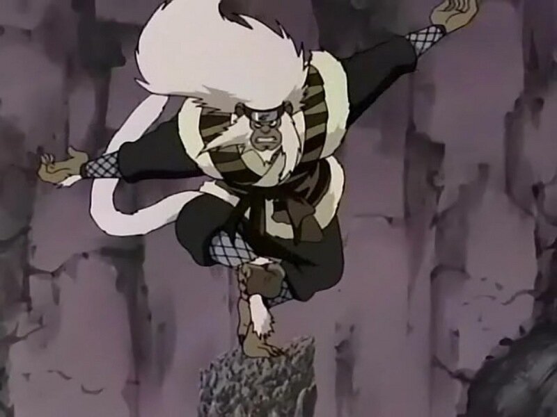 Anime character climbing rock