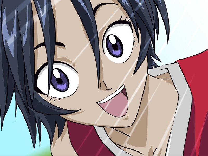 Anime Character Close-up — Blue, Energetic