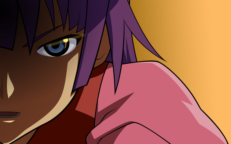 Anime Character Close-up — Purple, Dramatic, Eye