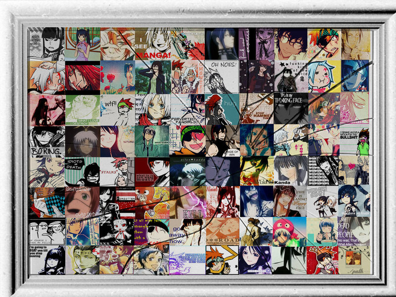 Anime Character Collage — Black, Chaotic