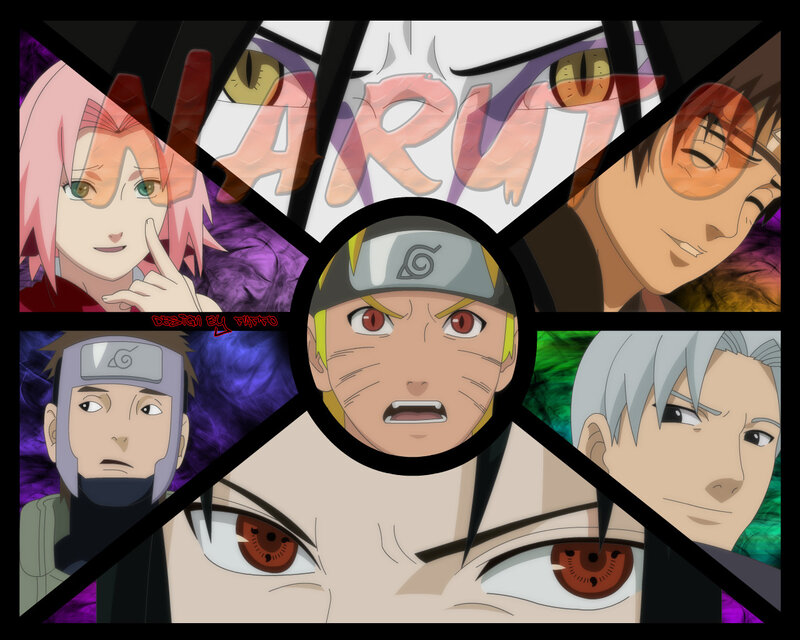 Anime Character Collage — Black, Dramatic, Character Faces